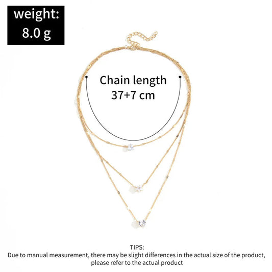 Collier pendentif tendance pour femme – Choker à chaînes multiples avec zircon brillant, bijou mode pour soirée, cadeau élégant.🚚 Livraison rapide en 8 à 12 jours ouvrés depuis la France FelizShop