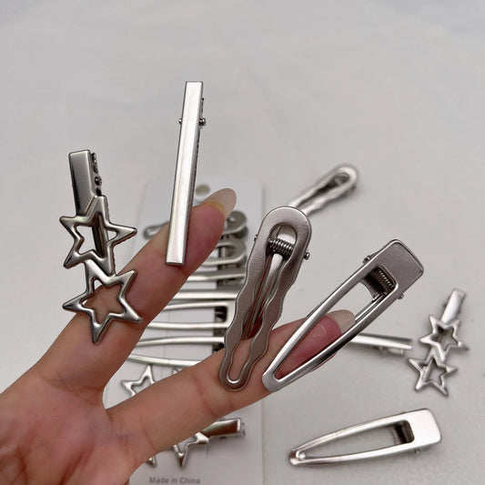 Lot de 8 Barrettes Cheveux Métal Argentées – Style Coréen & Géométrique FelizShop