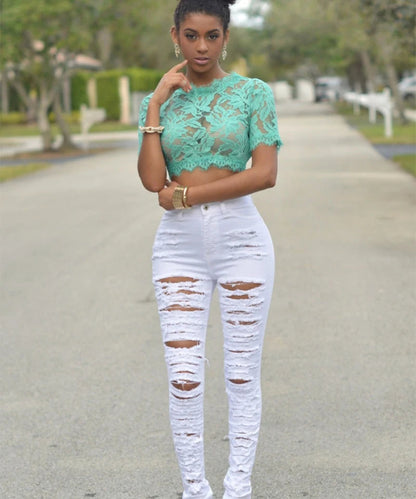 Jean Femme  – Taille Haute  Déchiré Skinny FelizShop