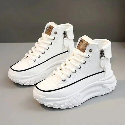 Baskets Montantes Femme Automne/Hiver 2024 – Chaussures Décontractées Légères à Semelle Épaisse avec Talon Intérieur Compensé, Idéales pour les Petites Statures🚚 Livraison rapide en 8 à 12 jours ouvrés depuis FelizShop