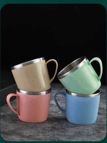 Tasse Inox Double Paroi – Anse Plastique Anti-Chaleur FelizShop