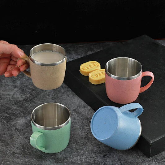 Tasse Inox Double Paroi – Anse Plastique Anti-Chaleur FelizShop