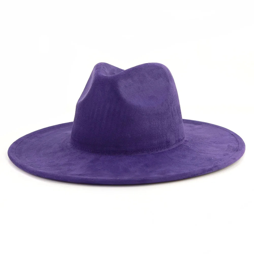 9.5 CM Big Brim Jazz Fedora Hats Men Suede Fabric Heart Top Felt Cap Women Luxury Designer Brand Party Green Fascinator Hats FelizShop