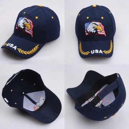 Casquette unisexe brodée aigle chauve & drapeau USA — Casquette baseball été outdoor — Anti-UV, protection solaire — Style hip-hop et sports🚚 Livraison rapide FelizShop