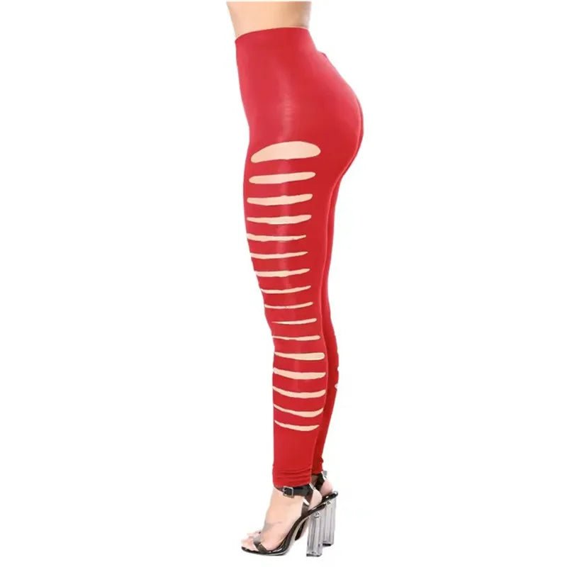 Leggings femme – Leggings "Candy" unis pour l’été, effet déchiré sexy avec découpes, extensibles, taille élastique. Coupe slim moulante, parfaite pour un look tendance et audacieux.🚚Livraison gratuite rapide et s FelizShop