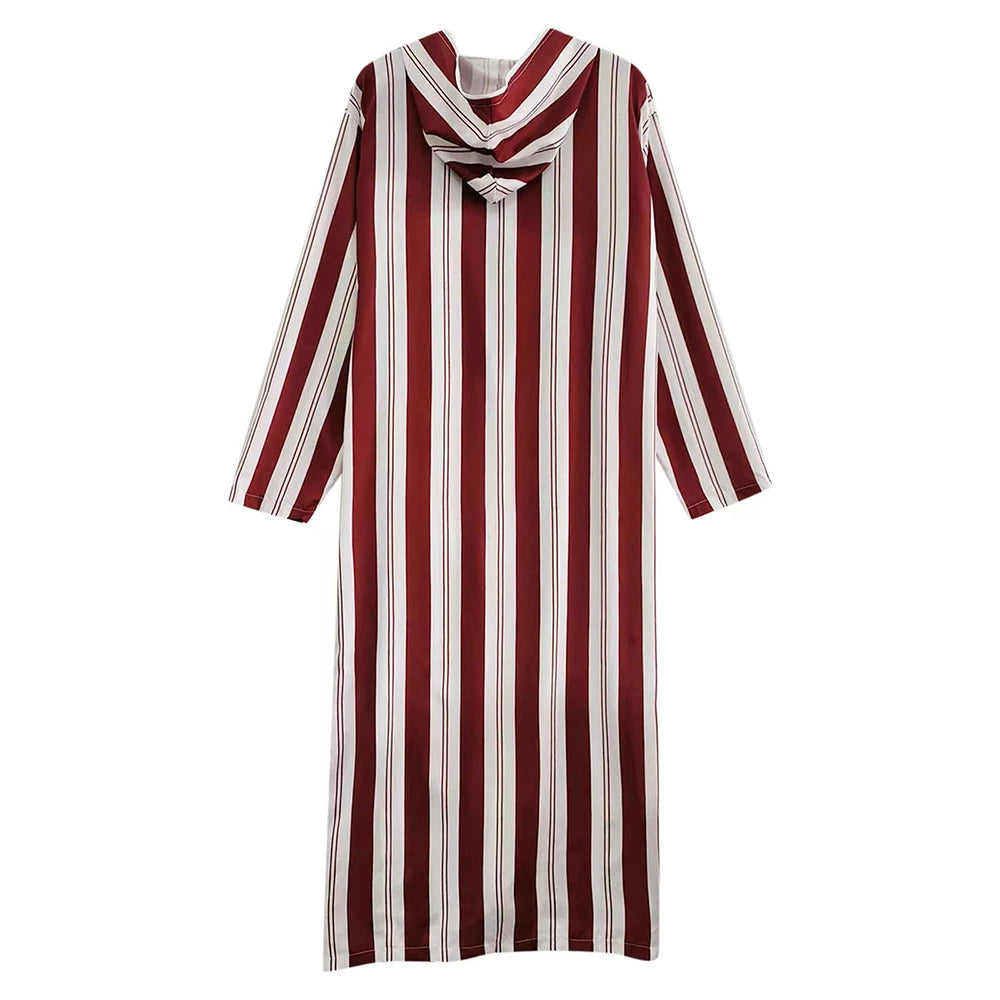 Robe Musulmane Homme 2024 – Patchwork Rayé, Capuche & Style Streetwear🚚Livraison rapide gratuite et sécurisée FelizShop