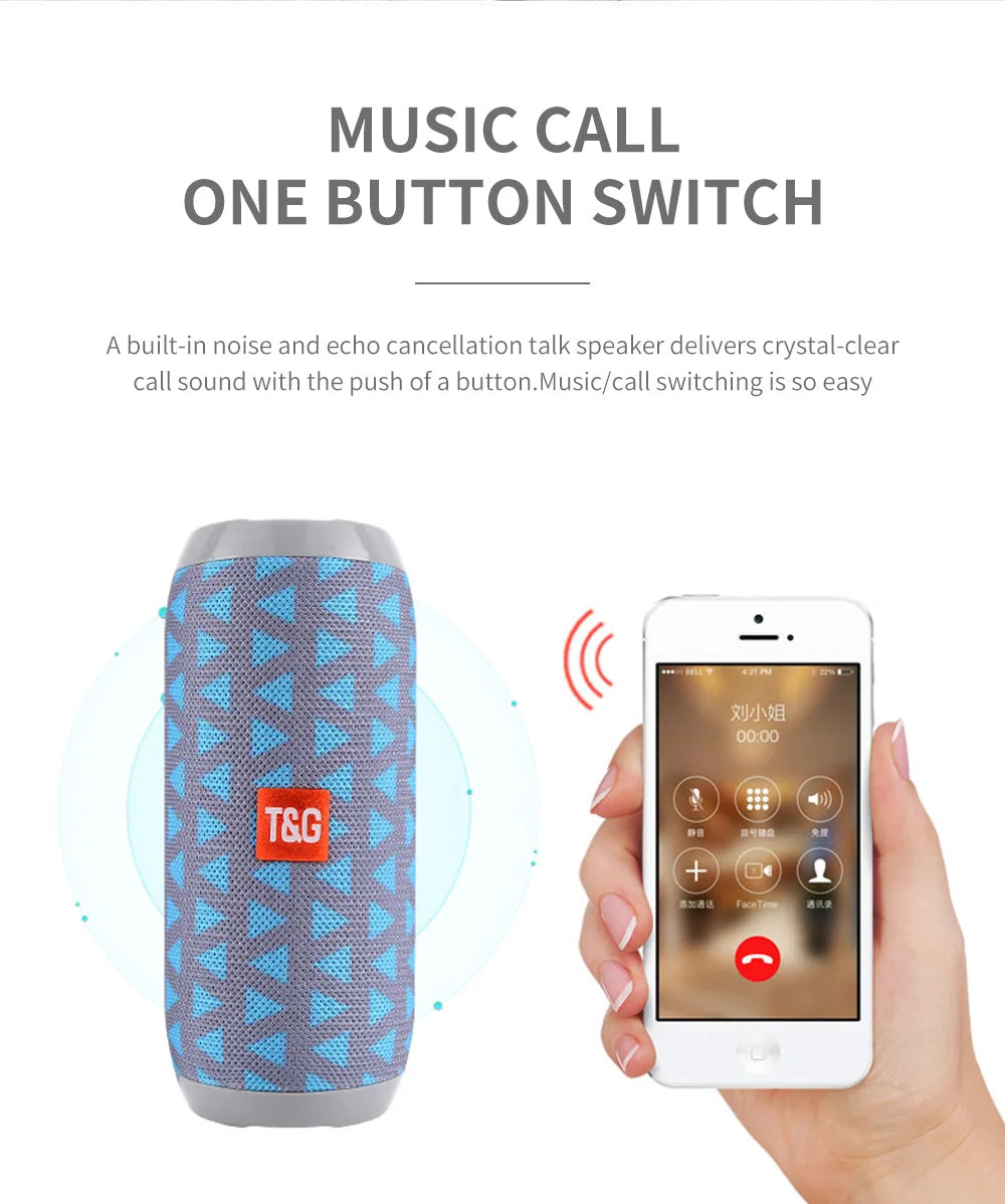 Enceinte Bluetooth Portable T&G TG117 – Haut-parleur Étanche TWS, Son Stéréo Surround, Support Carte TF et Radio FM, Idéal pour l’Extérieur 🚚 Livraison rapide en 8 à 12 jours ouvrés depuis la France ou nos entre FelizShop