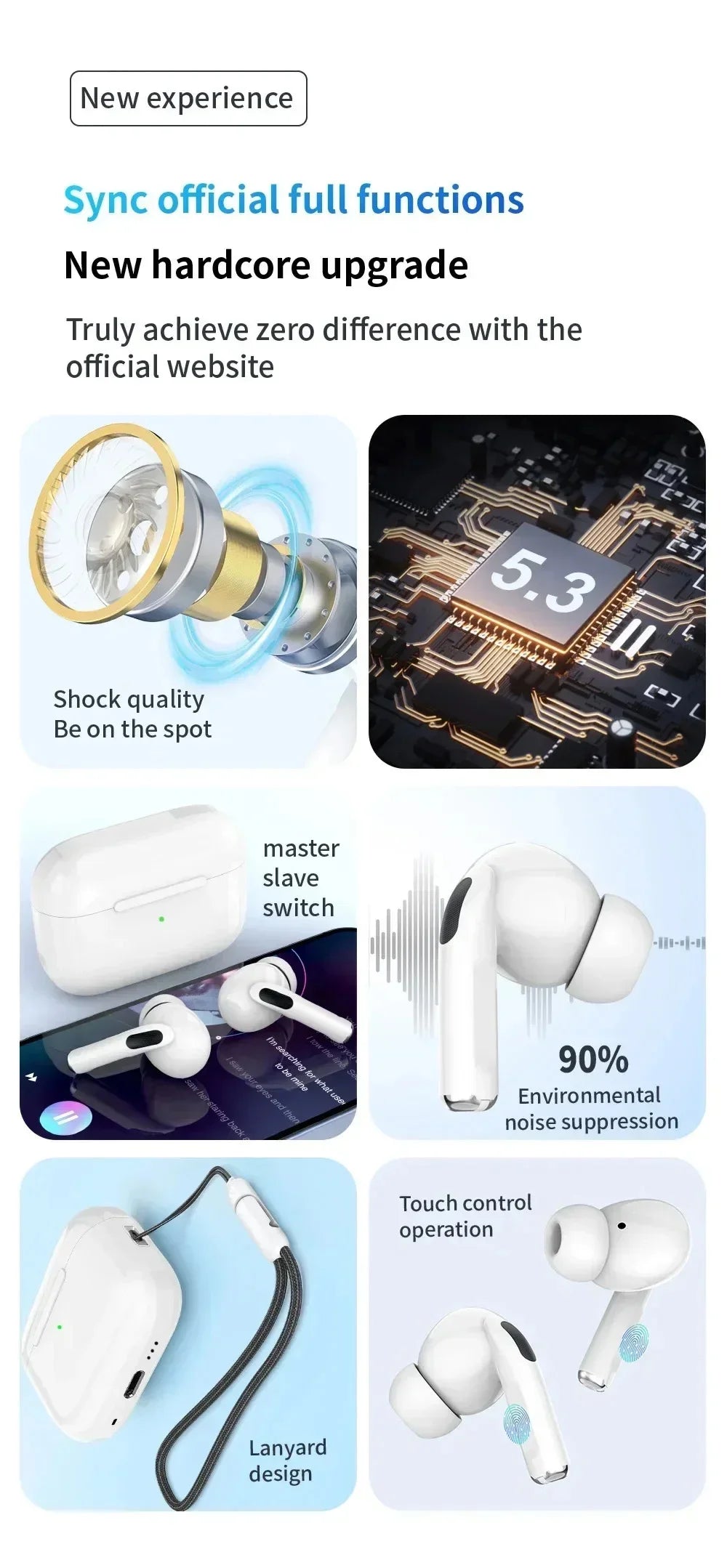 Air Pro True Wireless Bluetooth Earphones Headphones Bin Lanyard HiFi Sound Low Latency Noise Reduction Earbuds for IOS Android FelizShop