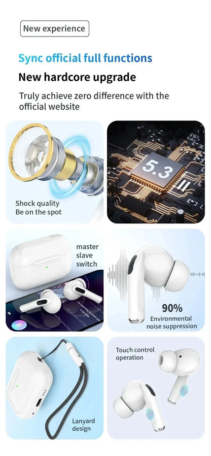 Air Pro True Wireless Bluetooth Earphones Headphones Bin Lanyard HiFi Sound Low Latency Noise Reduction Earbuds for IOS Android FelizShop