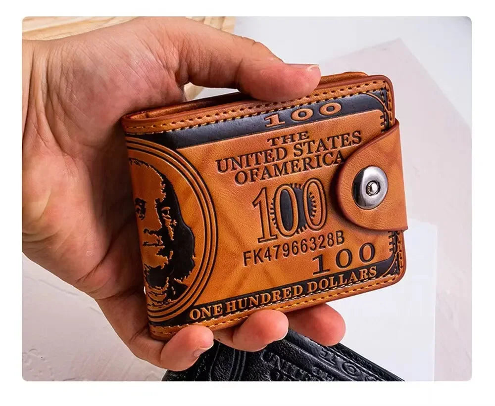 Portefeuille Homme Motif 100$ – Cuir PU | Grande Capacité & Porte-Photos🚚 Livraison rapide en 8 à 12 jours ouvrés depuis la France FelizShop