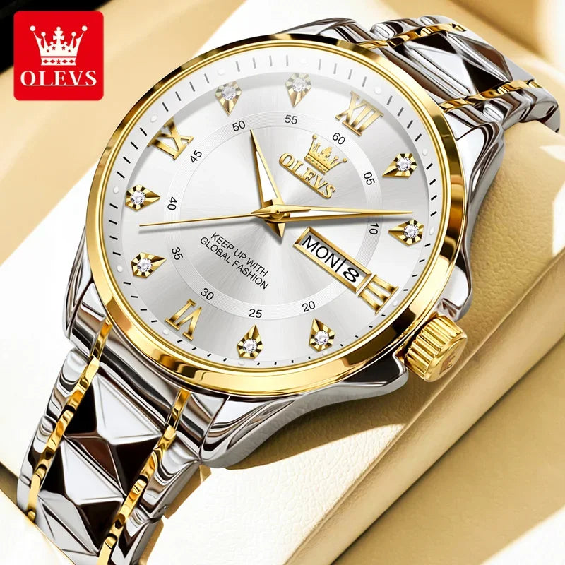 Montres Couple OLEVS 2906 – Montre Homme & Femme Quartz Luxe Étanche Acier FelizShop