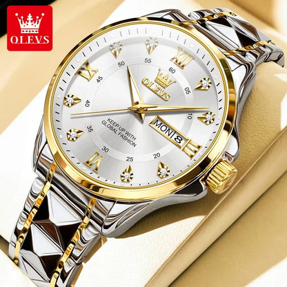 Montres Couple OLEVS 2906 – Montre Homme & Femme Quartz Luxe Étanche Acier FelizShop