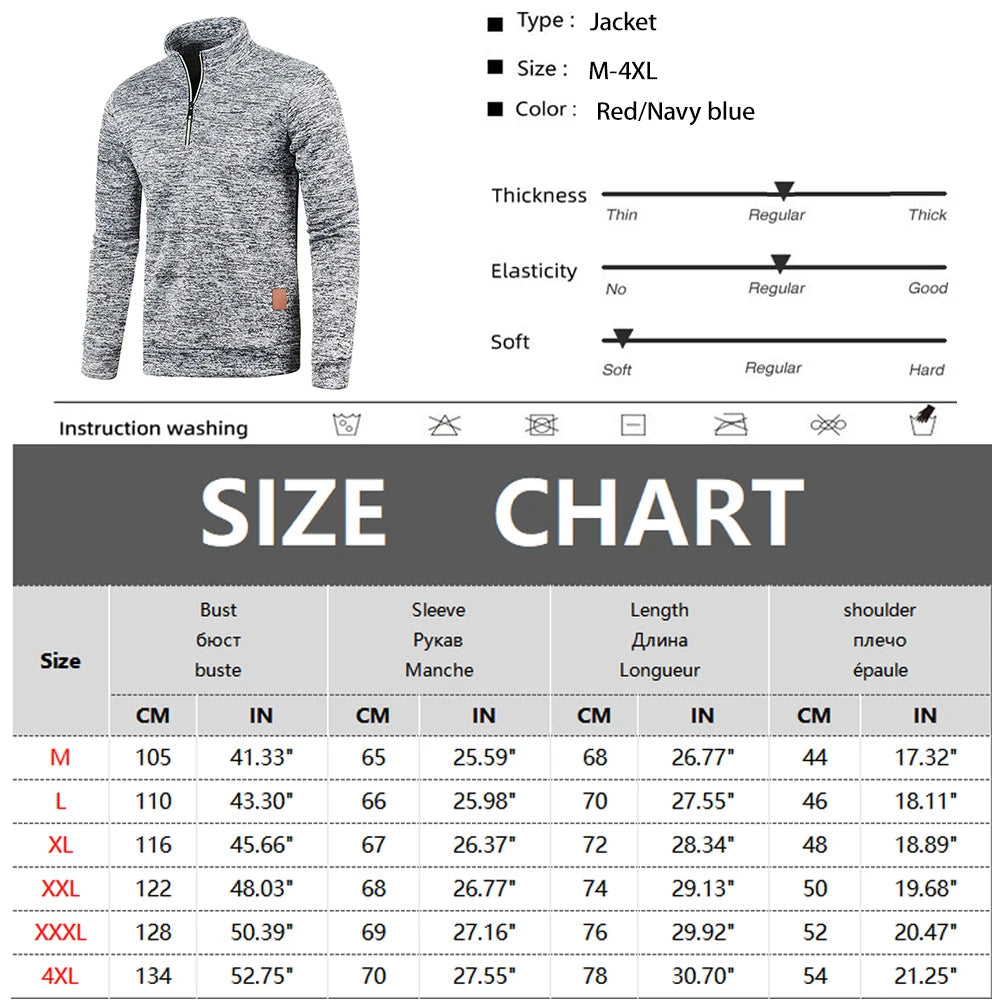 Sweatshirt Homme Demi-Zippé – Pull Épais à Col Montant, Style Décontracté pour le Printemps/Automne, Couleur Unie 🚚 Livraison rapide en 8 à 12 jours ouvrés depuis la France FelizShop