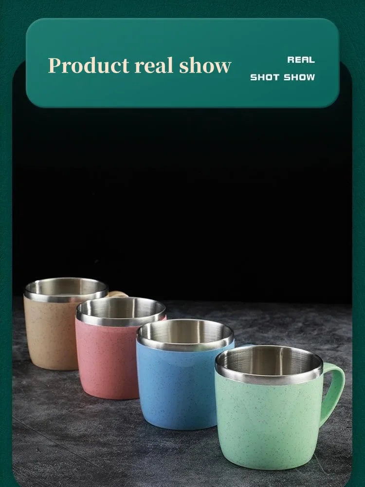 Tasse Inox Double Paroi – Anse Plastique Anti-Chaleur FelizShop
