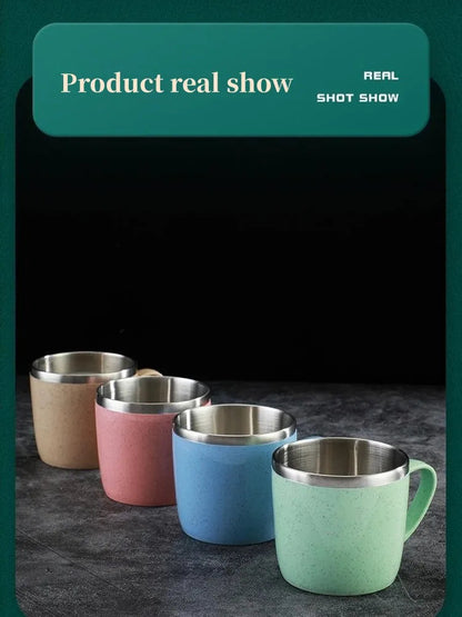 Tasse Inox Double Paroi – Anse Plastique Anti-Chaleur FelizShop