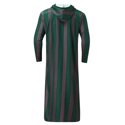 Robe Musulmane Homme 2024 – Patchwork Rayé, Capuche & Style Streetwear🚚Livraison rapide gratuite et sécurisée FelizShop