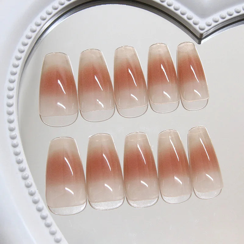 24 faux ongles à presser – Forme coffin rose ombré brillant – Ongles artificiels réutilisables pour femmes – Manucure élégante 🚚 Livraison rapide en 8 à 12 jours ouvrés depuis la France FelizShop