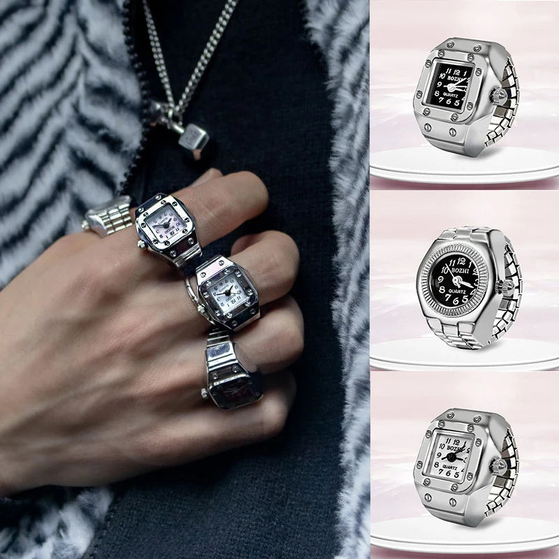 Bague Montre Rétro Punk – Anneau Quartz Vintage avec Chiffres Romains FelizShop