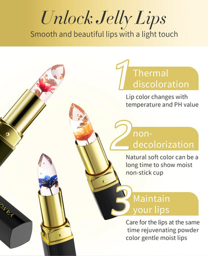 Baume à Lèvres Magique Fleur Cristal – Couleur Thermo-Réactive | Transparent, Longue Tenue & Ultra Hydratant🚚 Livraison rapide FelizShop