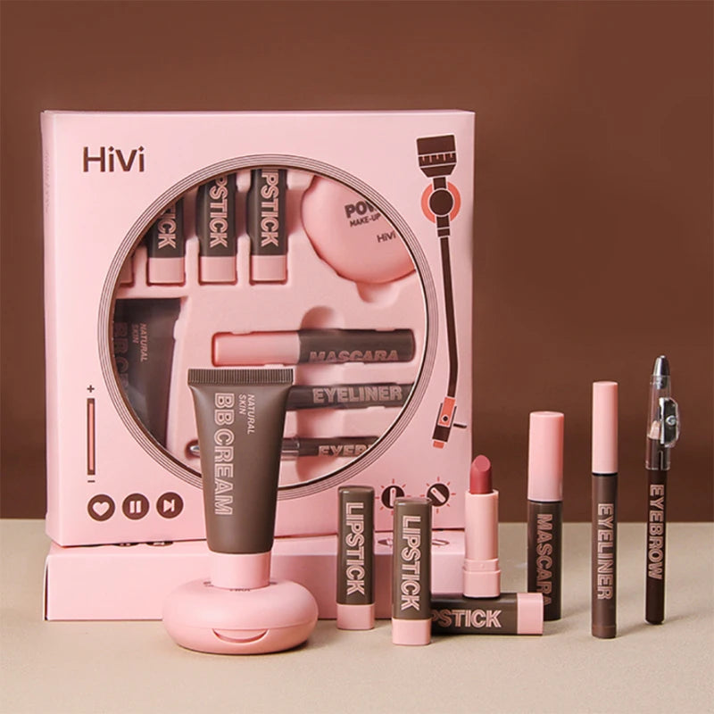 Coffret Maquillage HiVi Édition Limitée – Cadeau de Saint-Valentin pour Femme | Rouge à Lèvres, Poudre, Fixateur & Plus🚚 Livraison rapide FelizShop