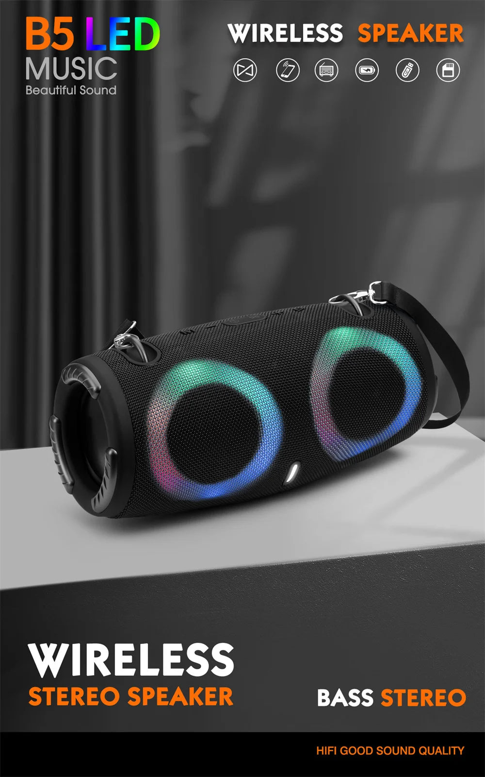 Enceinte Bluetooth Portable Étanche 100W – Son Puissant avec Lumières RGB Colorées, Subwoofer Sans Fil, Stéréo 360° Surround, TWS & Radio FM  🚚 Livraison rapide en 8 à 12 jours ouvrés depuis la France ou nos entr FelizShop