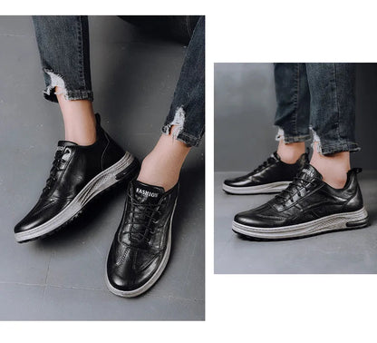 Sneakers en cuir PU pour homme — Chaussures business casual — Baskets respirantes d’extérieur — Mocassins mode pour homme — Chaussures de marche🚚 Livraison rapide FelizShop