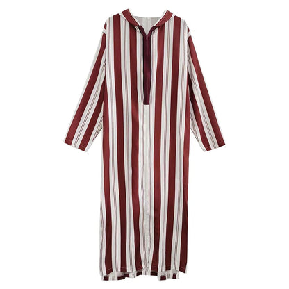 Robe Musulmane Homme 2024 – Patchwork Rayé, Capuche & Style Streetwear🚚Livraison rapide gratuite et sécurisée FelizShop