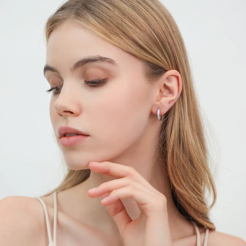 Nouvelles boucles d’oreilles en argent sterling 925 – Anneaux ronds ornés de zircon brillant, bijoux élégants et tendance pour femme, parfaits en cadeau d’anniversaire.🚚 Livraison rapide en 8 à 12 jours ouvrés d FelizShop