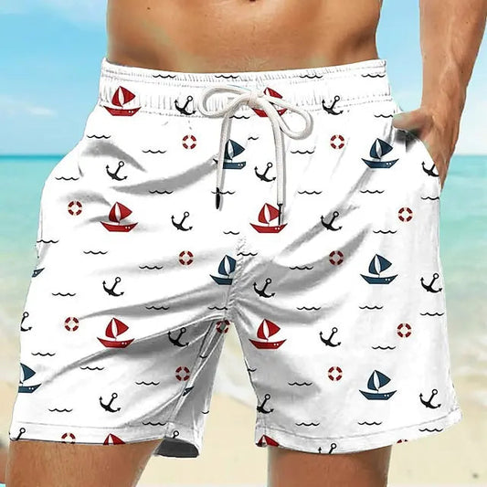 Men's Board Shorts Swim Trunks Drawstring Elastic Quick Dry Short Beach Hawaiian Casual Black White Micro-elastic 🚚Livraison rapide gratuite et sécurisée FelizShop