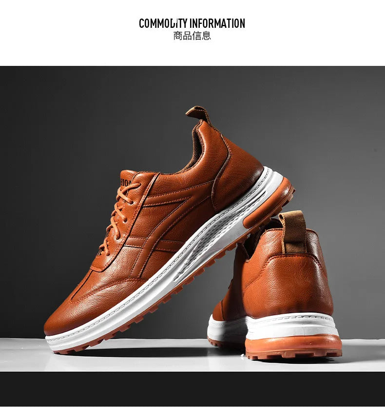 Sneakers en cuir PU pour homme — Chaussures business casual — Baskets respirantes d’extérieur — Mocassins mode pour homme — Chaussures de marche🚚 Livraison rapide FelizShop