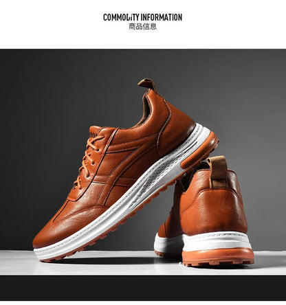 Sneakers en cuir PU pour homme — Chaussures business casual — Baskets respirantes d’extérieur — Mocassins mode pour homme — Chaussures de marche🚚 Livraison rapide FelizShop