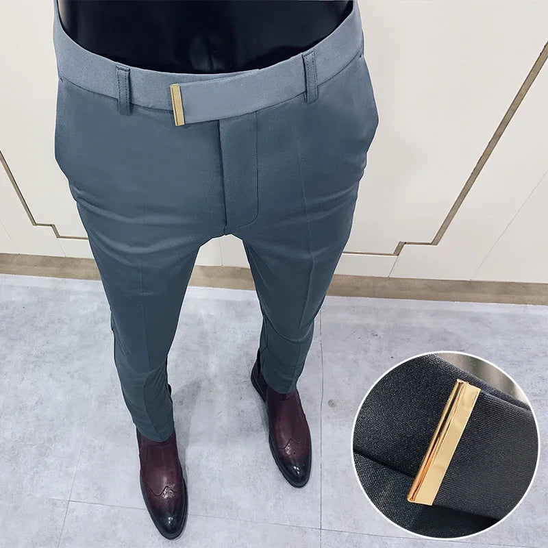 Pantalon Homme Slim Style Coréen – Mode Streetwear, Cheville Découverte🚚 Livraison rapide en 8 à 12 jours ouvrés depuis la France FelizShop