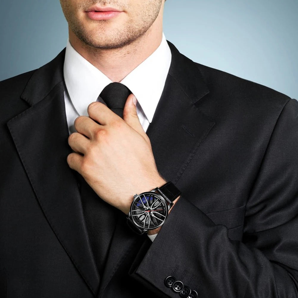 Montre Homme Sport Luxe – Quartz Acier Inoxydable Design Jante de Voiture FelizShop