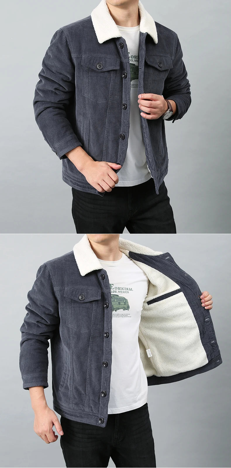 Blouson Homme Hiver – Velours Côtelé, Doublure Polaire & Coupe Décontractée
🚚Livraison rapide gratuite et sécurisée FelizShop
