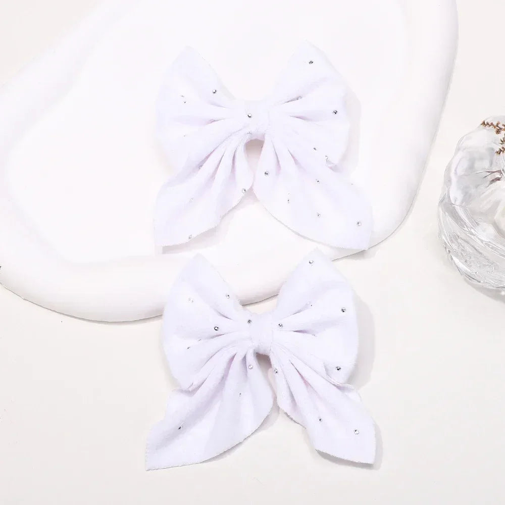 Barrettes Nœud Rouge Velours pour Fille – Lot de 2 Accessoires Cheveux à Pois Étoilés FelizShop