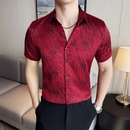 Chemise Slim Fit Homme Été – Jacquard Texturé & Design Élégant | Jusqu’au 4XL 🚚Livraison rapide gratuite et sécurisée FelizShop