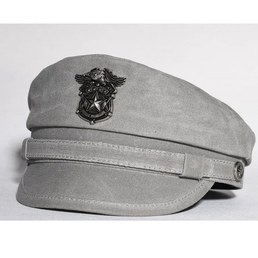 Nouvelle casquette de marin unisexe 2025 – Casquette estivale style béret avec visière, en toile, décorée d’un aigle gris et d’une ceinture. Inspirée des casques de capitaine ou de style allemand vintage.🚚Livrai FelizShop