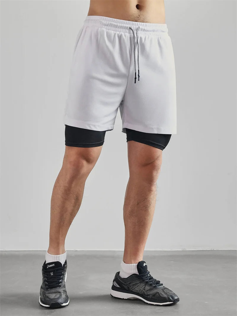 Shorts de compression homme avec poche téléphone — Sports, boucle serviette, entraînement gym — Imprimé été 2 en 1🚚 Livraison rapide en 8 à 12 jours ouvrés depuis la France FelizShop