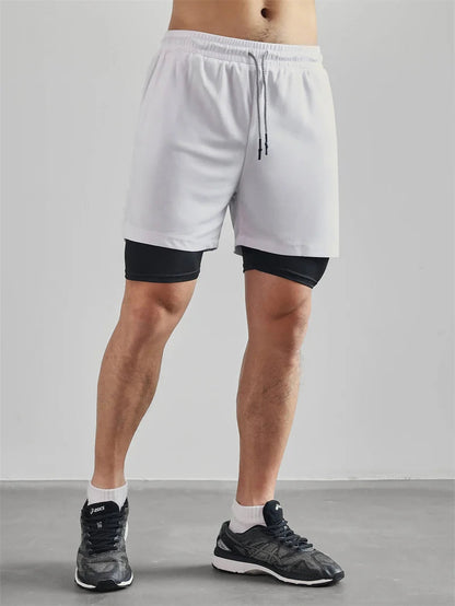 Shorts de compression homme avec poche téléphone — Sports, boucle serviette, entraînement gym — Imprimé été 2 en 1🚚 Livraison rapide en 8 à 12 jours ouvrés depuis la France FelizShop