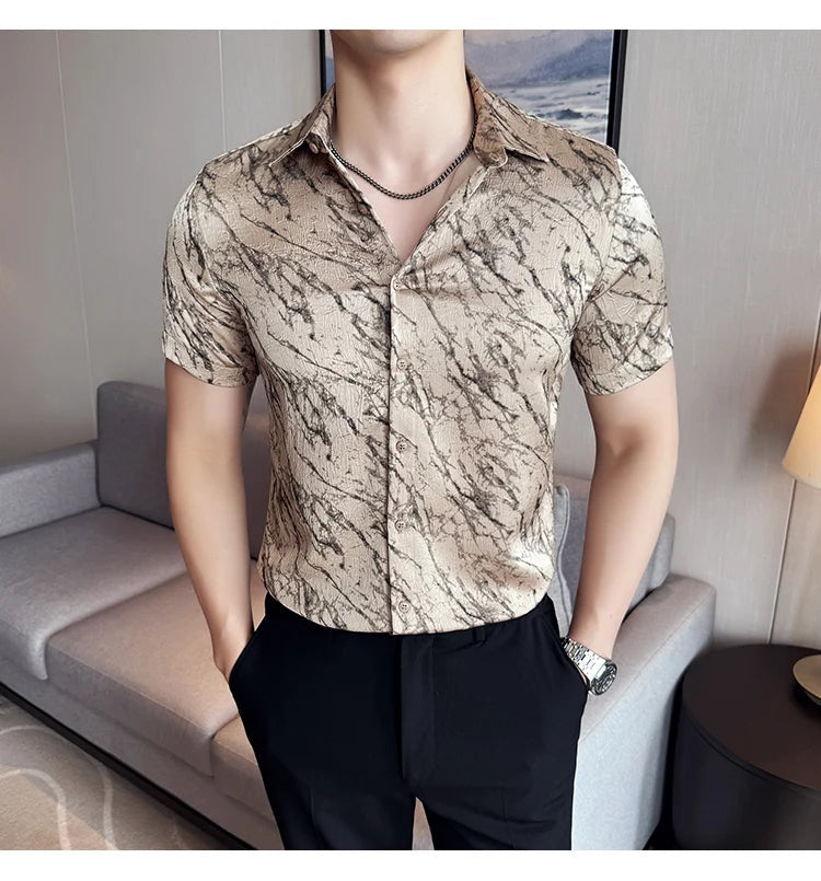 Chemise Slim Fit Homme Été – Jacquard Texturé & Design Élégant | Jusqu’au 4XL 🚚Livraison rapide gratuite et sécurisée FelizShop