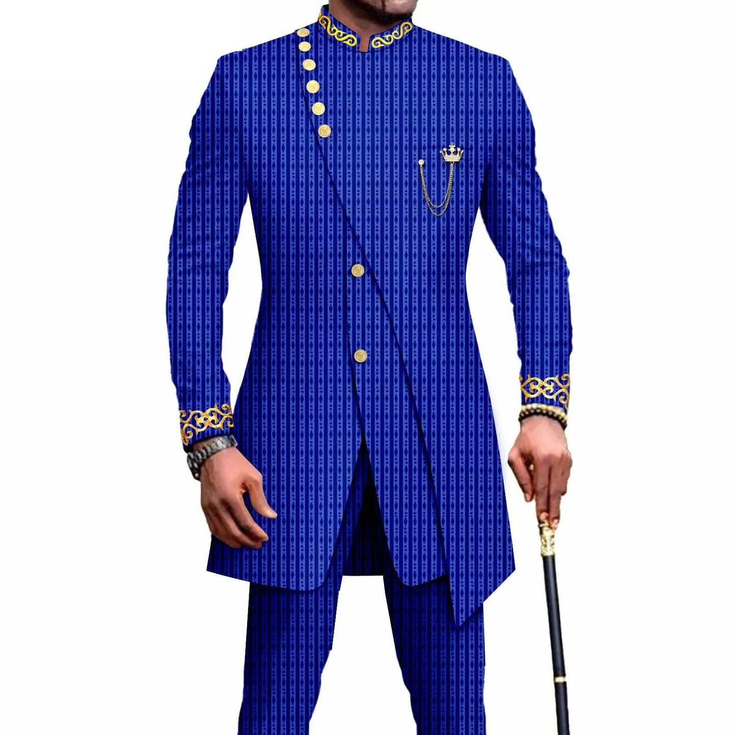 Costume Africain Homme – Blazer Brodé & Pantalon Slim FelizShop