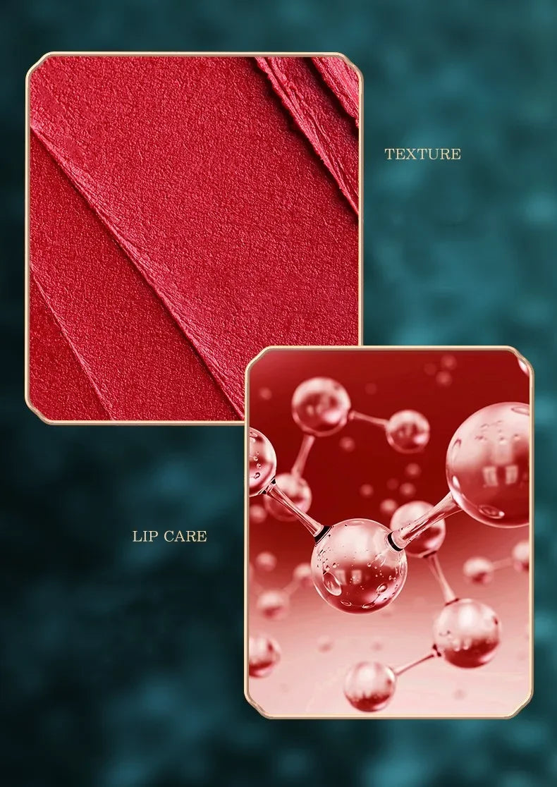 Rouge à Lèvres Gravé Rétro – Rouge Chinois Velours Mat | Waterproof, Non-Transfert & Édition Élégante🚚 Livraison rapide FelizShop