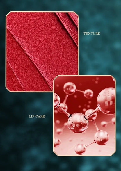 Rouge à Lèvres Gravé Rétro – Rouge Chinois Velours Mat | Waterproof, Non-Transfert & Édition Élégante🚚 Livraison rapide FelizShop