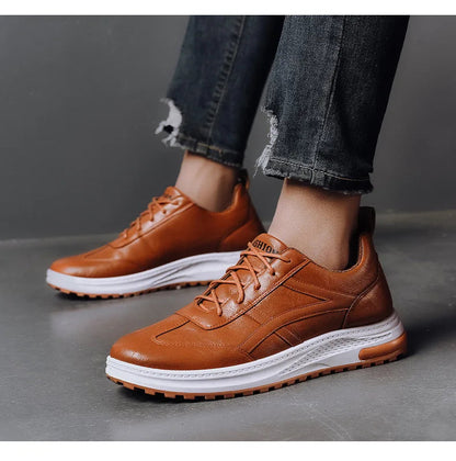Sneakers en cuir PU pour homme — Chaussures business casual — Baskets respirantes d’extérieur — Mocassins mode pour homme — Chaussures de marche🚚 Livraison rapide FelizShop