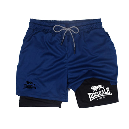 2 in 1 Running Shorts Men Workout Lonsdale Compression Shorts with Phone Pocket Towel Loop Summer Sport Athletic Activewear 🚚 Livraison rapide en 8 à 12 jours ouvrés depuis la France FelizShop
