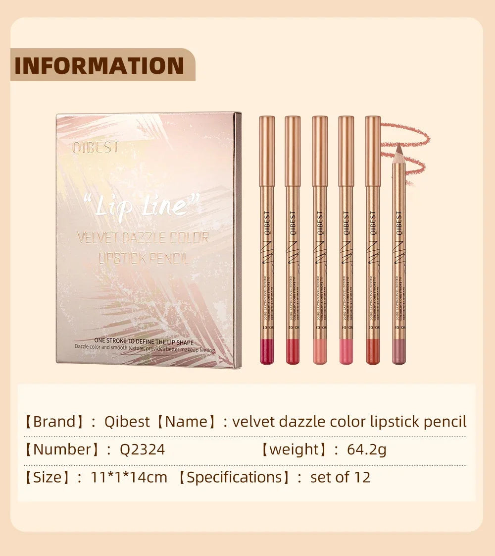 Set 12 Crayons à Lèvres Mat – Waterproof & Longue Tenue | Lip Liner Non-Transfert pour Contour Précis & Maquillage Parfait🚚 Livraison rapide FelizShop