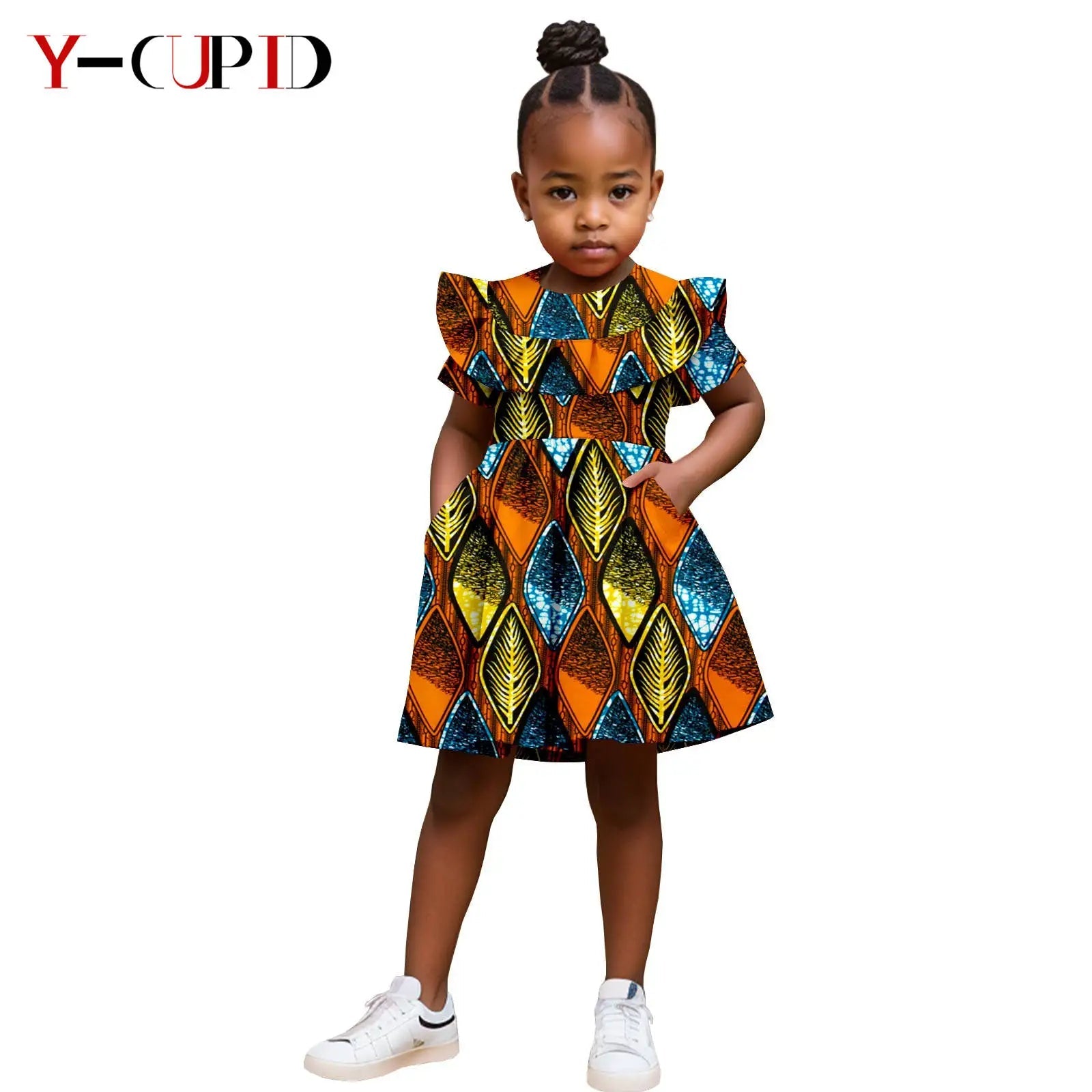 Robe Africaine Fille – Imprimé Wax Dashiki à Volants Été FelizShop