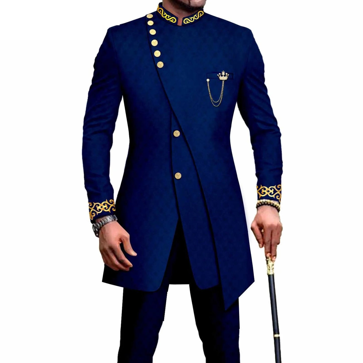 Costume Africain Homme – Blazer Brodé & Pantalon Slim FelizShop