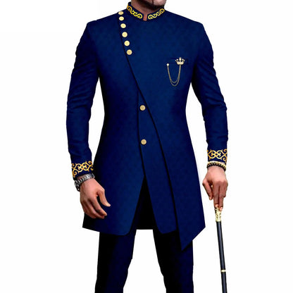 Costume Africain Homme – Blazer Brodé & Pantalon Slim FelizShop