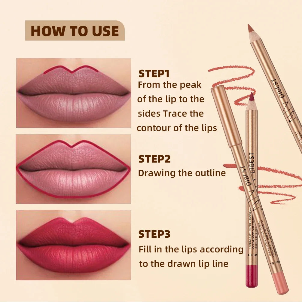 Set 12 Crayons à Lèvres Mat – Waterproof & Longue Tenue | Lip Liner Non-Transfert pour Contour Précis & Maquillage Parfait🚚 Livraison rapide FelizShop
